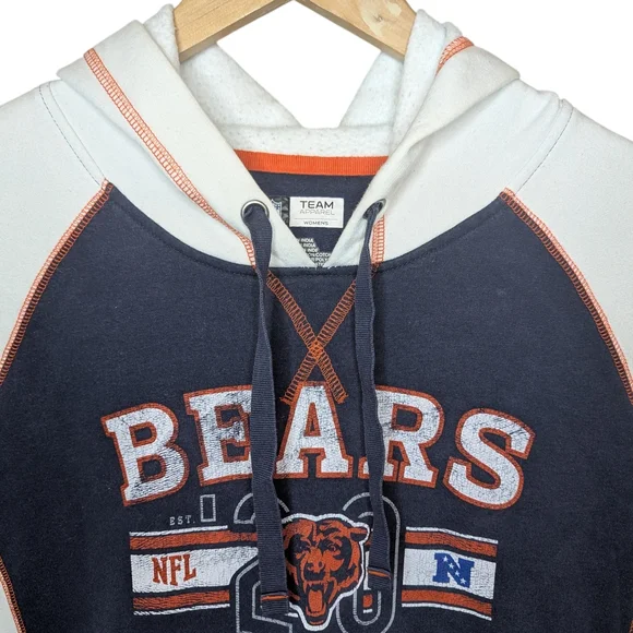 Chicago Bears NFL Team Apparel Women’s Hoodie Large Colorblock Navy White Fleece - Picture 2 of 10